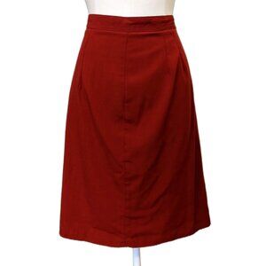 Vintage 80s Toni Garment High Waist A-Line Midi Skirt Red Retro Office Size 13